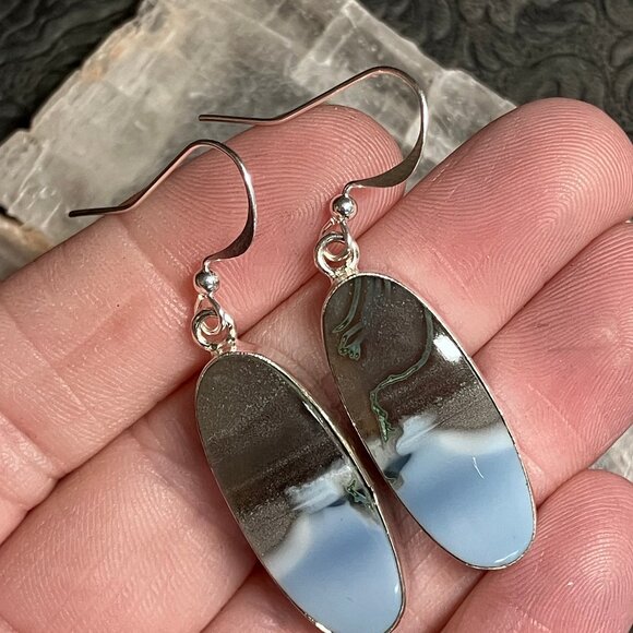 Common Blue Opal Earrings Stone Crystal Jewelry - Picture 4 of 10